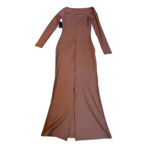Wild Fable Long Sleeve Bodycon Maxi Dress In Brown With Back Slit detail Size M